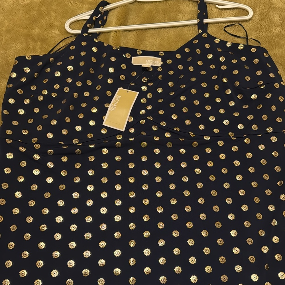 NWT Michael Michael Kors True Navy And Gold Beautiful Maxi Dress Size 3X - Picture 9 of 12